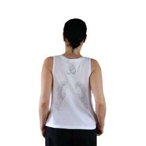 Camiseta algodón orgánico Fallen Angel blanco | plata alas en espalda