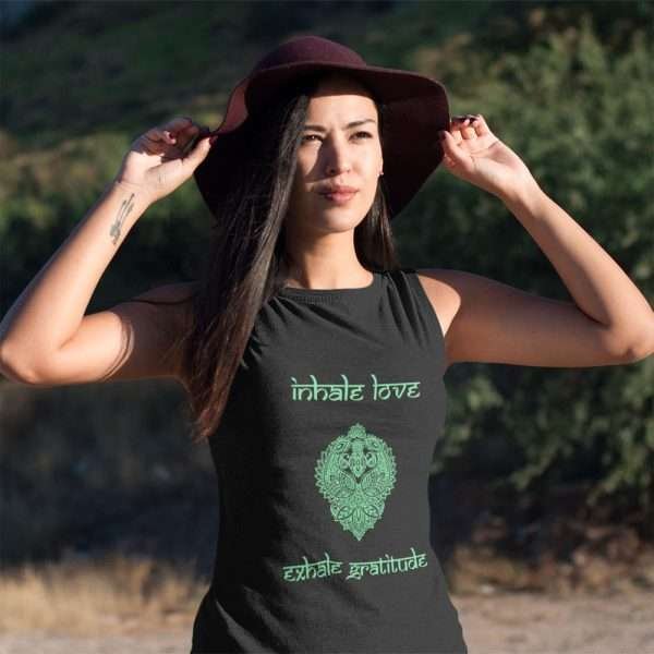 camiseta organica inhale love exhale gratitude