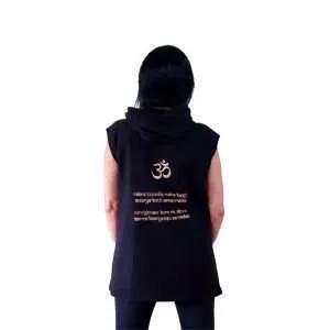 sudadera sin mangas negra Ganasha extra larga mantra detras