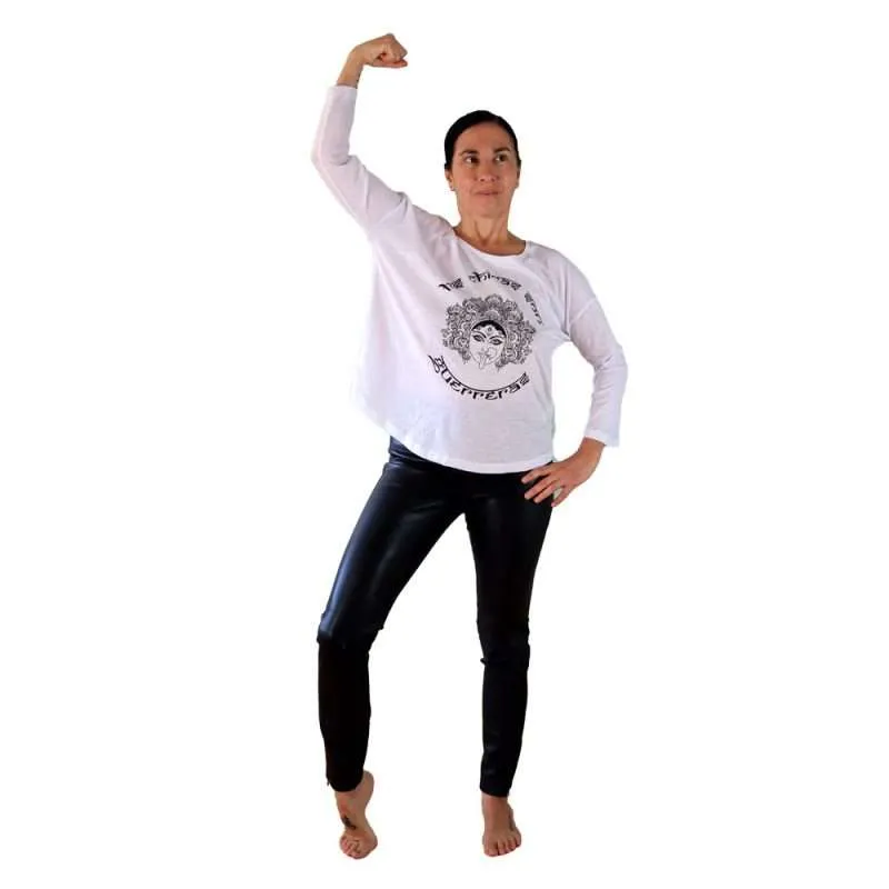 camiseta organica mnaga 3/4 las chicas son guerreras