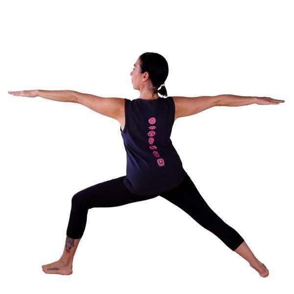 camiseta organica sin mangas trust yoga 7 chakras espalda