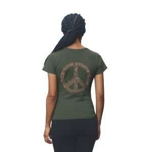 camiseta organica hope en verde espalda simbolo de la paz